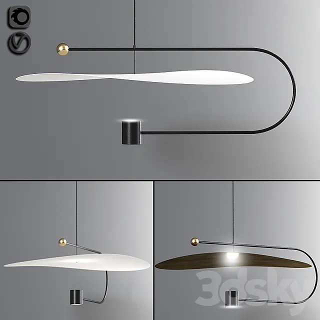 Float wide pendant light 3D Model