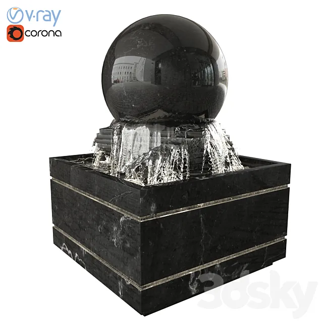 Floating Ball Fountain 3D Model