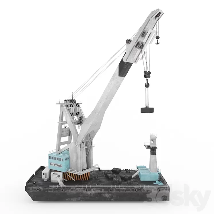 Floating crane Bogatyr 3D Model