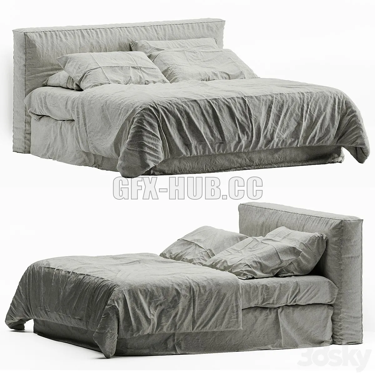 Flocca linen bedding 3D Model Flocca linen bedding 3D Model