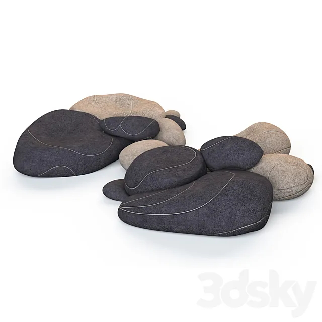Floor cushions stones Chairs SMARIN 3D Model Floor cushions stones Chairs SMARIN 3D Model
