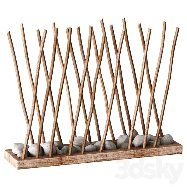 Floor decor made from sticks 3D Model