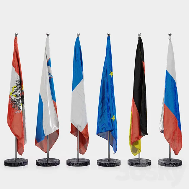 Floor flags 3D Model