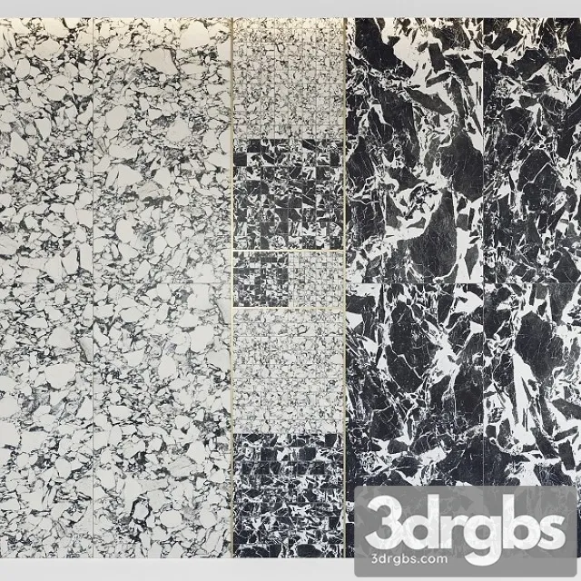 Floor Gres Pebble Fragment BW Marble Set 3 3D Model Download