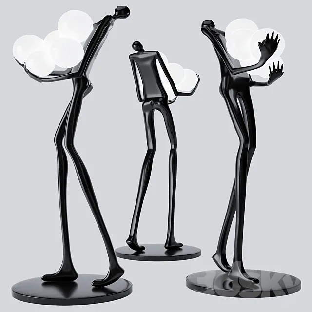 Floor Lamp Man Baloons Black 3DModel Floor Lamp Man Baloons Black 3DModel