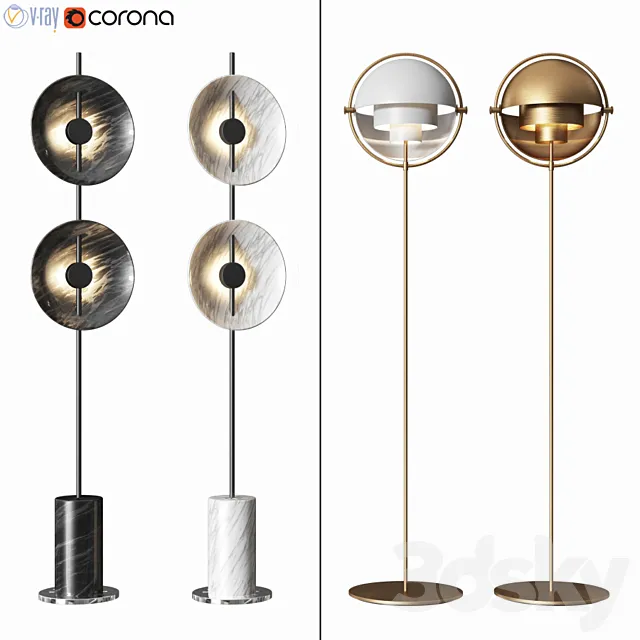 Floor Lamp Set 02 3D Model Floor Lamp Set 02 3D Model