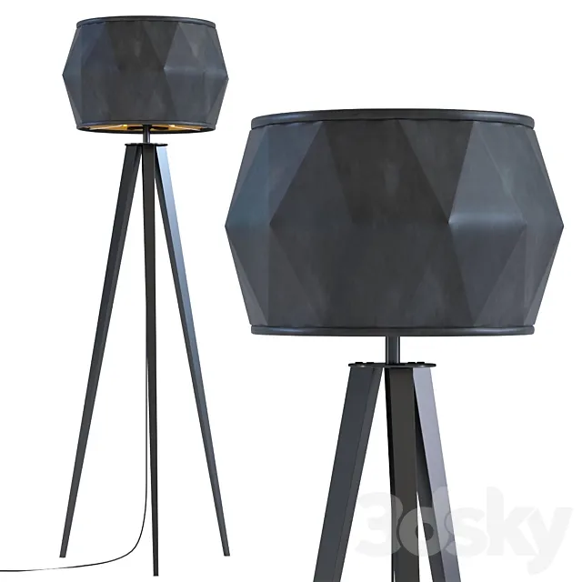 Floor Lamp Stright Tripod Matt Black 3D Model Floor Lamp Stright Tripod Matt Black 3D Model