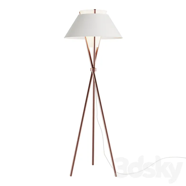 Floor lamp with three uprights and textile shade Article: hoger01 3D Model