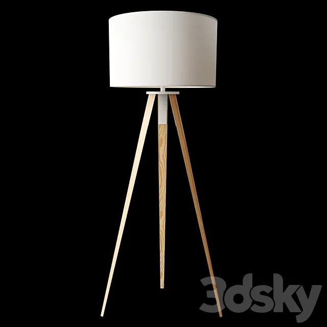 Floor lamp with wooden legs white Uzagi from La Forma 3DModel Floor lamp with wooden legs white Uzagi from La Forma 3DModel