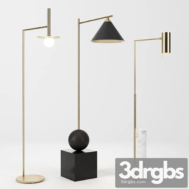 Floor lamps set by circa lighting & kelly wearstler 3D Model Download