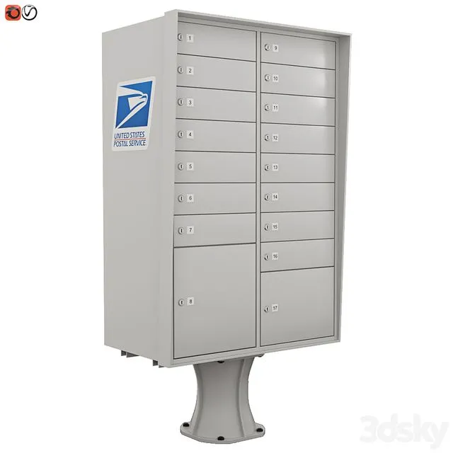 Floor mailbox USPS 3D Model Floor mailbox USPS 3D Model