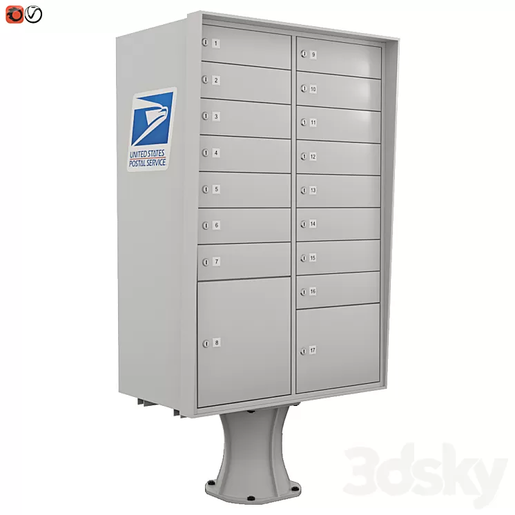 Floor mailbox USPS 3D Model