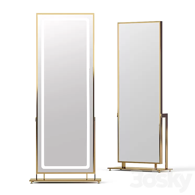 Floor mirror in brass frame LN002F from Apika 3D Model