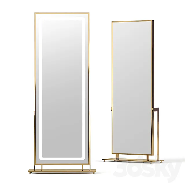 Floor mirror in brass frame LN002F from Apika 3DModel