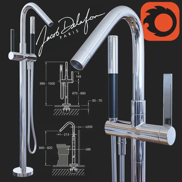 Floor mixer Jacob Delafon Stillness 3D Model