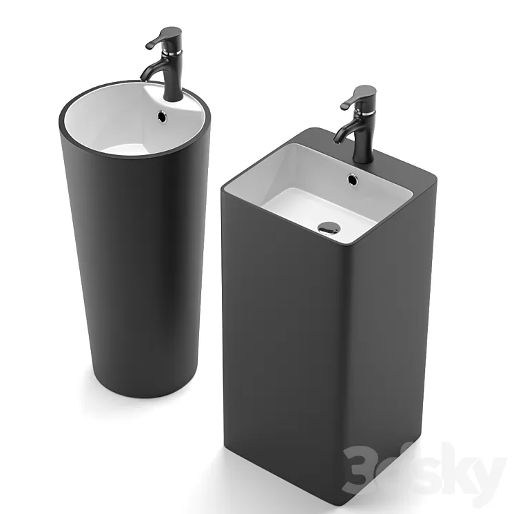 Floor standing sink MELANA MLN-B125BWM \ MLN-B126BWM 3D Model Floor standing sink MELANA MLN-B125BWM \ MLN-B126BWM 3D Model