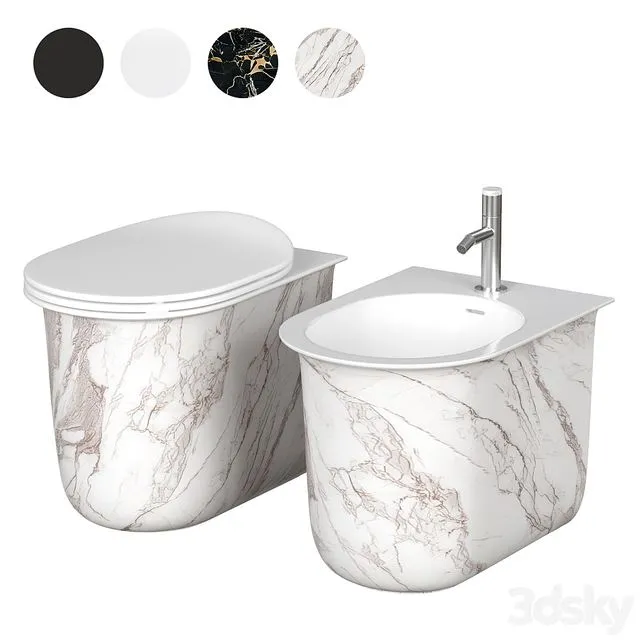 Floor standing toilet and bidet Artceram Chic 3D Model