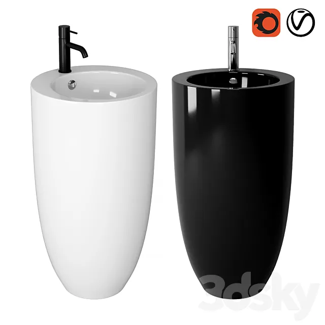 Floor standing washbasin CeramaLux B133_B133B 3D Model Floor standing washbasin CeramaLux B133_B133B 3D Model