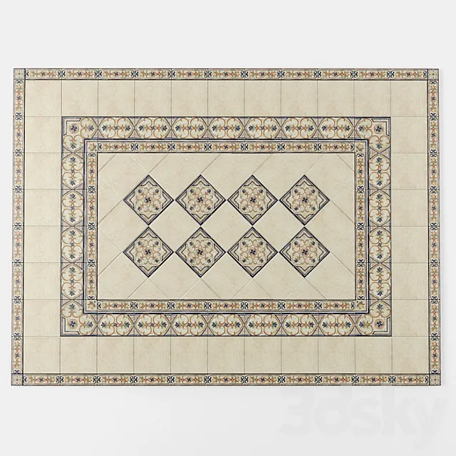 Floor Tiles Vives Zaragoza 3D Model Floor Tiles Vives Zaragoza 3D Model