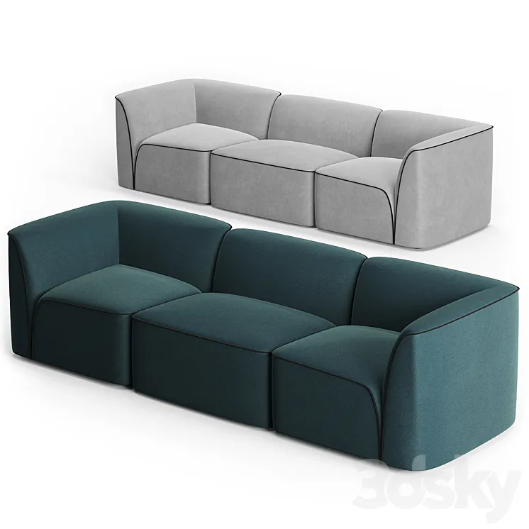 Flora 3-Seater Sofa by Woud Design 3D Model Free Download
