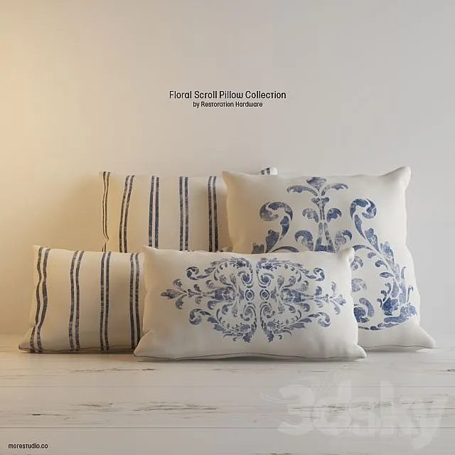 FLORAL SCROLL PILLOW COLLECTION 3DModel FLORAL SCROLL PILLOW COLLECTION 3DModel