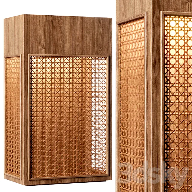 Florence rattan wall lantern FV3 _ Rattan wall lamp 3D Model Florence rattan wall lantern FV3 _ Rattan wall lamp 3D Model