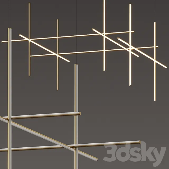 Flos Coordinates S2 and S4 Pendant Lamps 3D Model Flos Coordinates S2 and S4 Pendant Lamps 3D Model