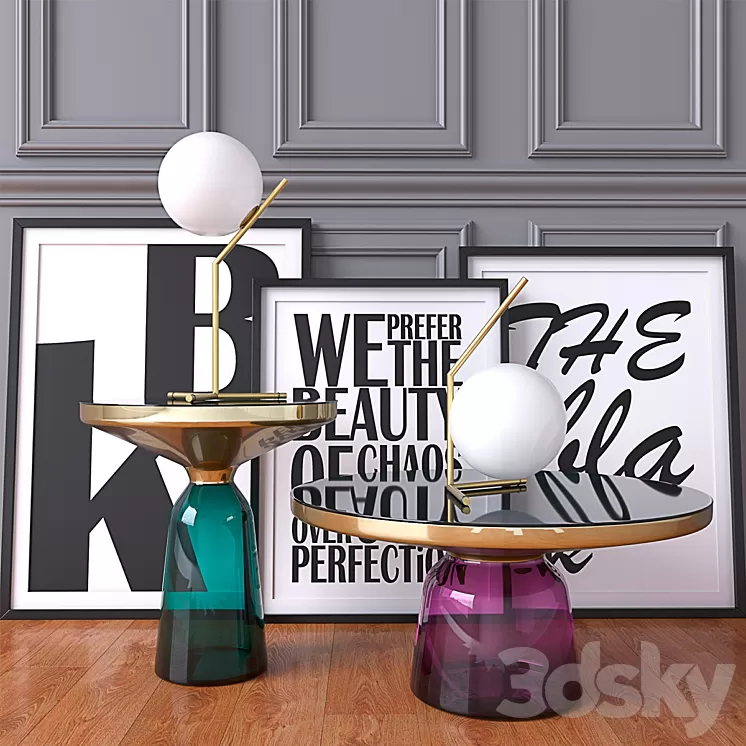 Flos IC Lights & Bell Table Coffee Table 3D Model Flos IC Lights & Bell Table Coffee Table 3D Model