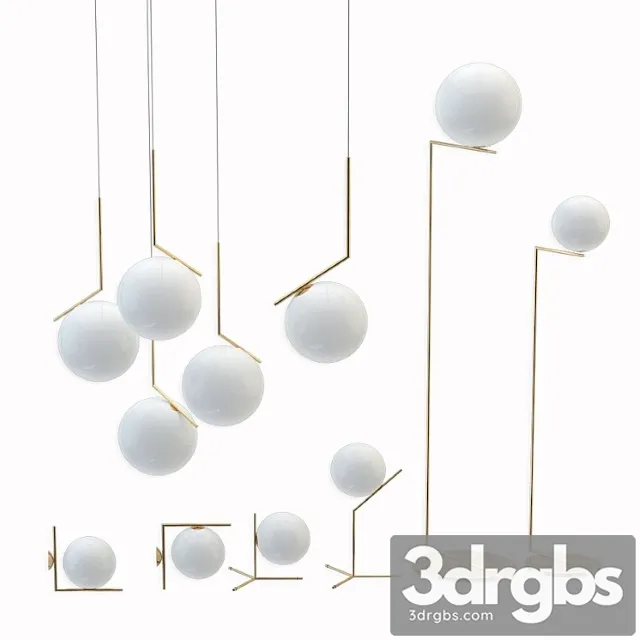 Flos ic lights set gold 3D Model Download Flos ic lights set gold 3D Model Download