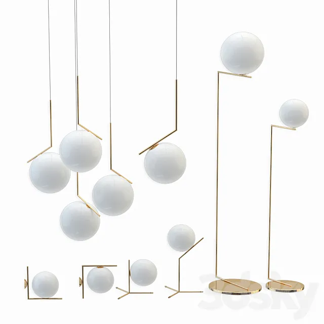 Flos ic lights set gold 3DModel