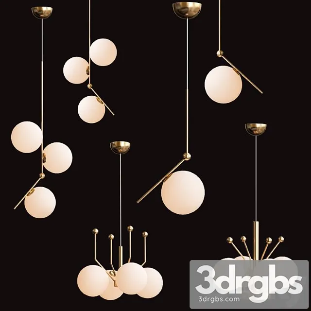 Flos ic lights set gold lamp 3D Model Download Flos ic lights set gold lamp 3D Model Download