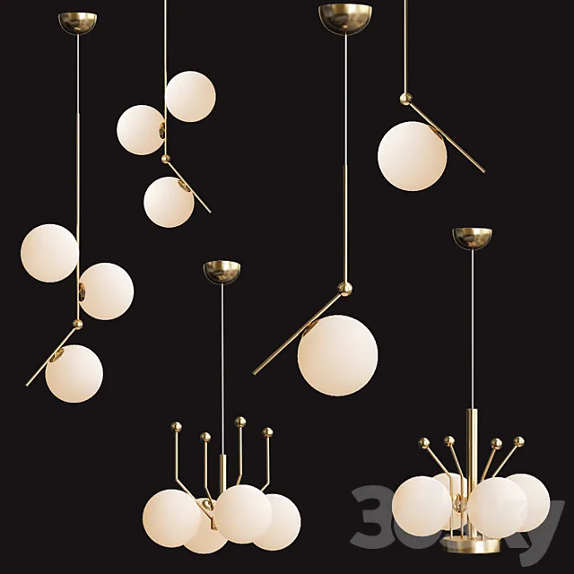Flos IC Lights set gold lamp 3DModel