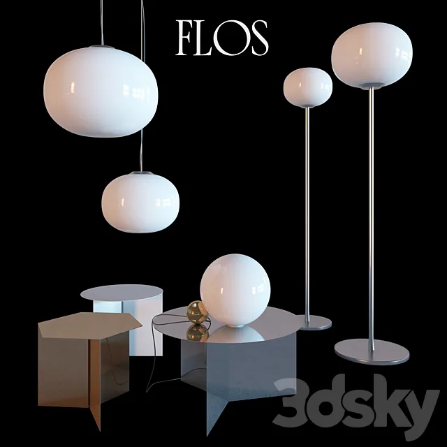 FLOS lamps + HAY tables 3D Model FLOS lamps + HAY tables 3D Model