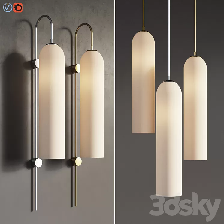 Flot Wall Sconce and Pendant Set Articololighting 3D Model