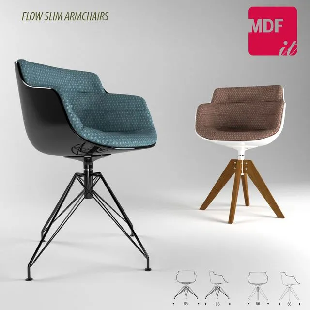 FLOW SLIM ARMCHAIRS 3D Model