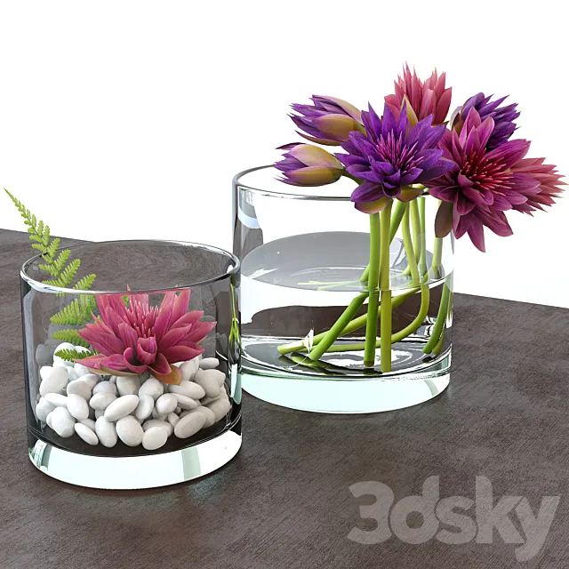 Flower arrangement in a glass vase 3DModel Flower arrangement in a glass vase 3DModel