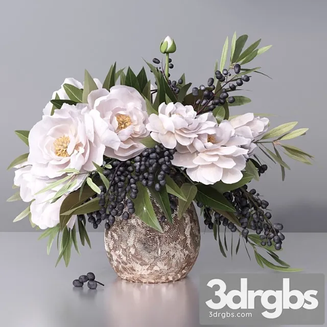 Flower arrangement- peony grape leaf twig vase Flower arrangement- peony grape leaf twig vase