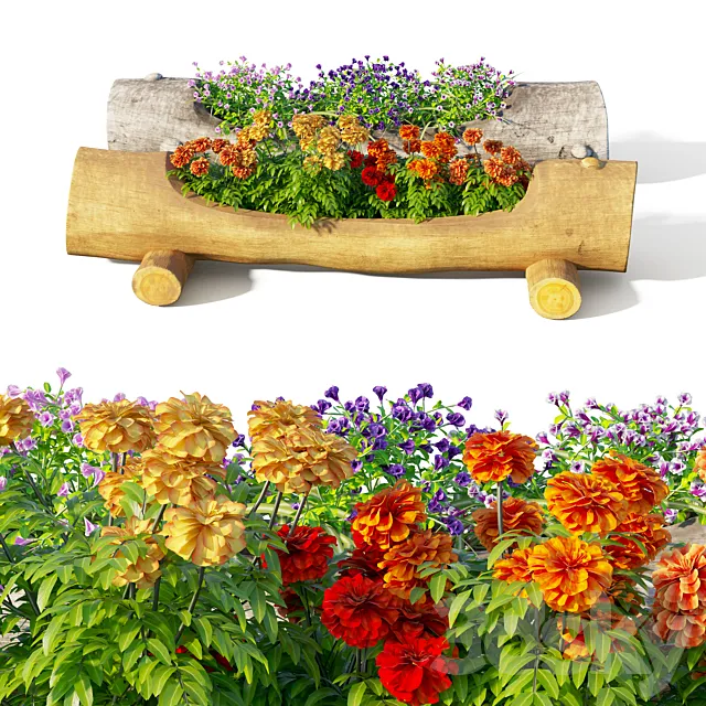 Flower bed log 3D Model