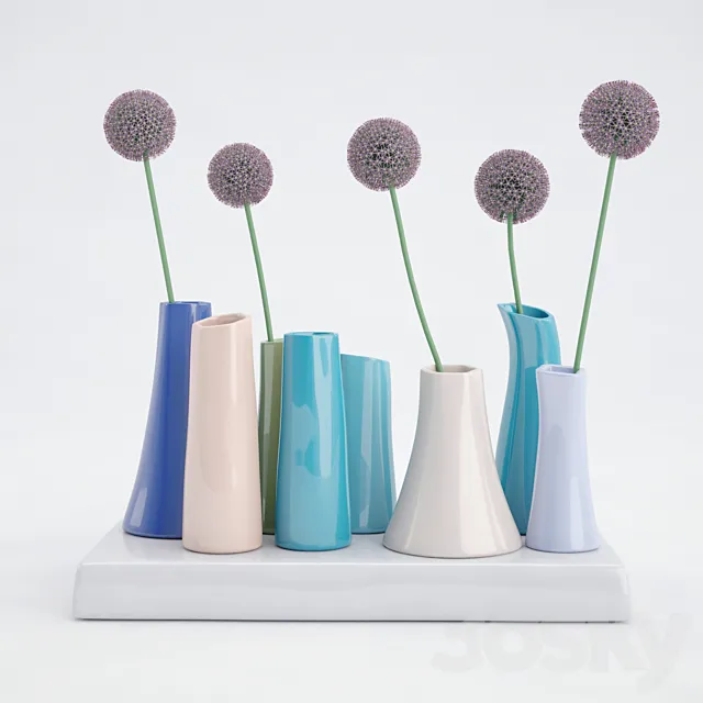 Flower Power 8-Vase Display 3D Model