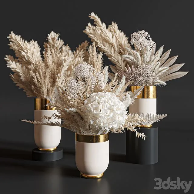 Flower Set 010 Pampas 3D Model Flower Set 010 Pampas 3D Model