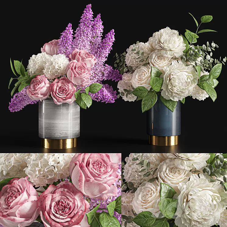 Flower Set 017 3D Model Free Download