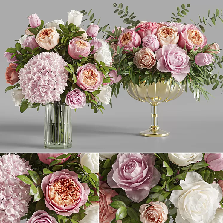 Flower Set 022 Roses 3D Model Free Download