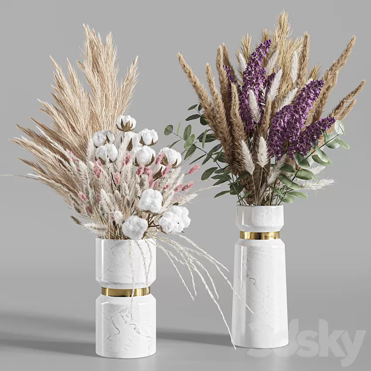 Flower Set 025 Pampas 3D Model Free Download