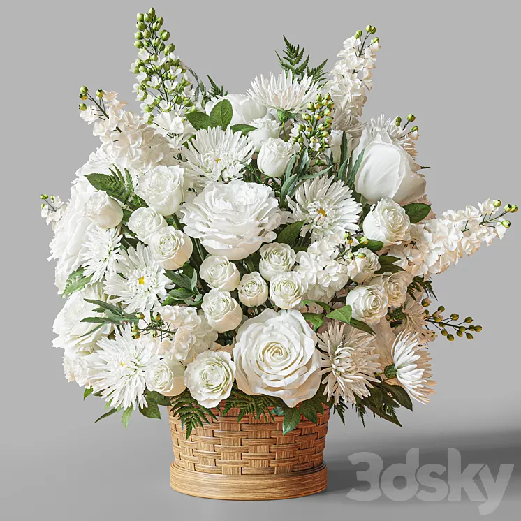 Flower Set 027 Flower basket 3D Model Free Download