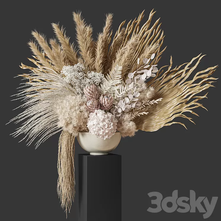 Flower Set 035 Big Pampas 3D Model Free Download