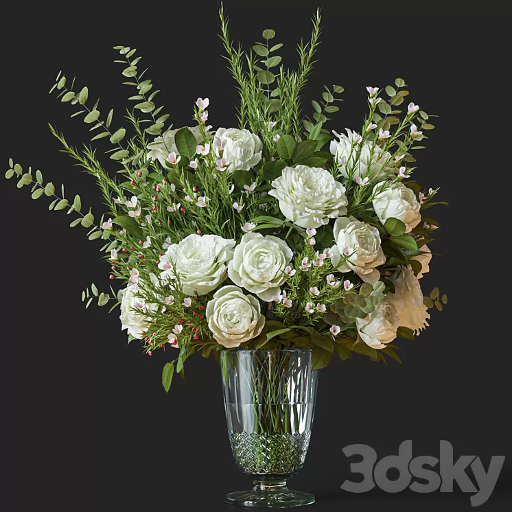 Flower Set 042 white rose wax flower 3D Model Free Download