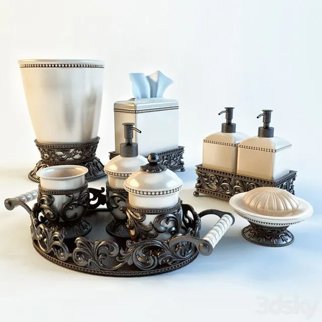 Flower set bathroom accessories decorative set 3D Model Flower set bathroom accessories decorative set 3D Model