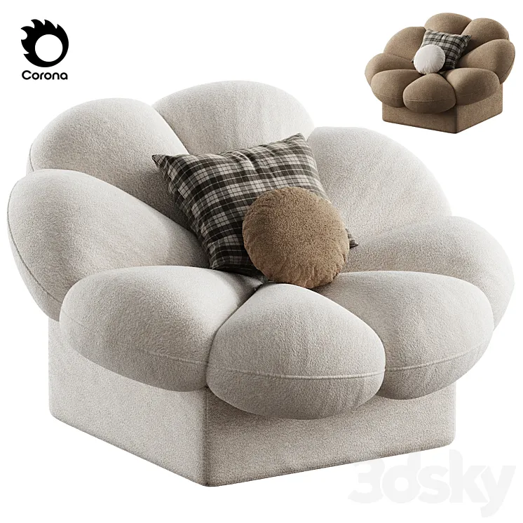 flower shape armchair 3D Model Free Download