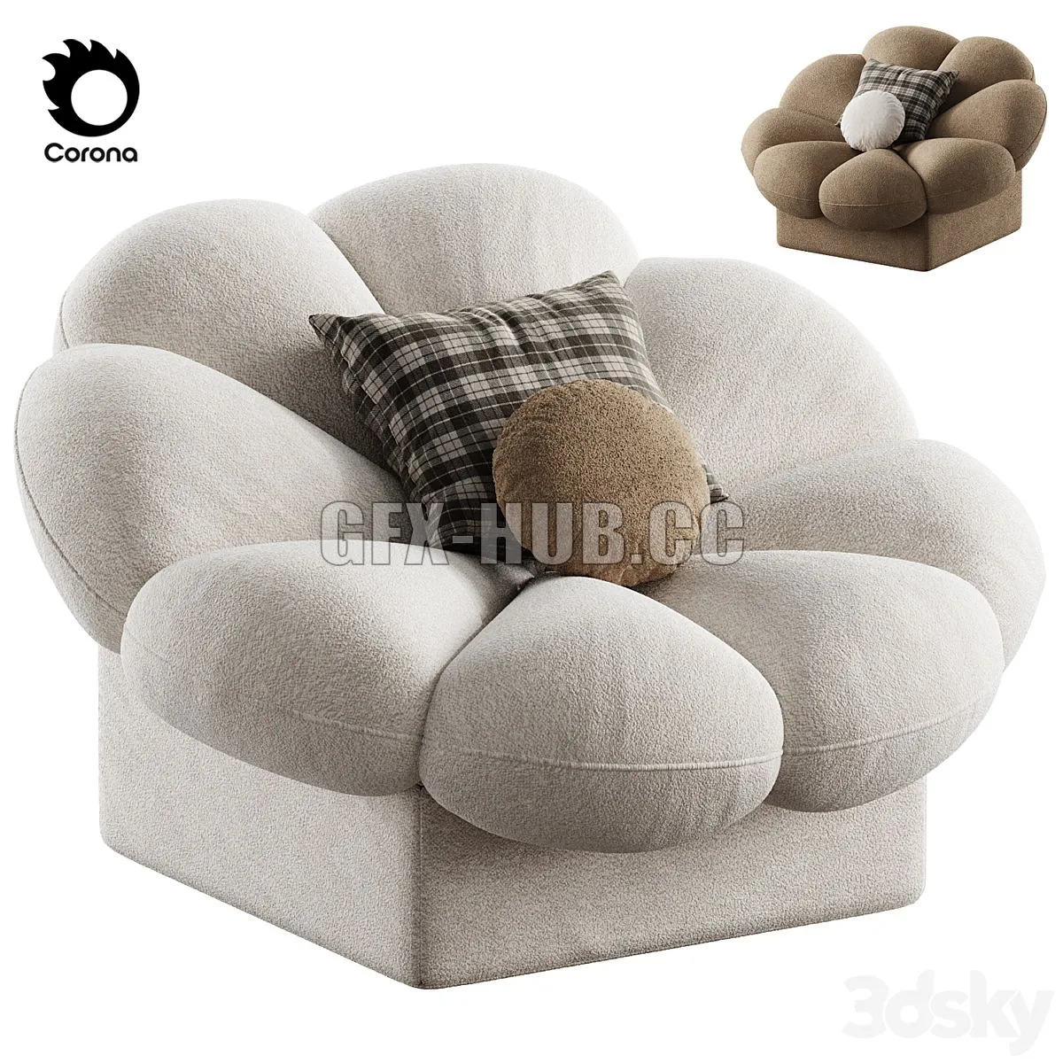 Flower shape armchair by WISEMAX FURNITURE 3D Model Flower shape armchair by WISEMAX FURNITURE 3D Model