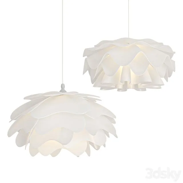 Flower Shaped White Pendant Lamp 3D Model